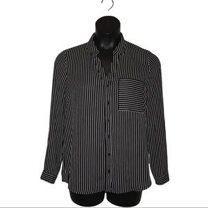 Forever 21 Black and White Stripe Button Down Top